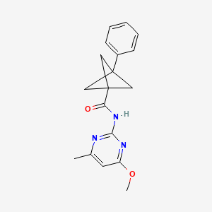 molecular formula C18H19N3O2 B7379316 N-(4-methoxy-6-methylpyrimidin-2-yl)-3-phenylbicyclo[1.1.1]pentane-1-carboxamide 