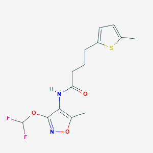 molecular formula C14H16F2N2O3S B7379368 N-[3-(difluoromethoxy)-5-methyl-1,2-oxazol-4-yl]-4-(5-methylthiophen-2-yl)butanamide 