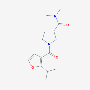 molecular formula C15H22N2O3 B7379484 N,N-dimethyl-1-(2-propan-2-ylfuran-3-carbonyl)pyrrolidine-3-carboxamide 
