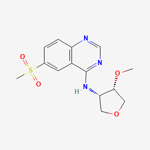 molecular formula C14H17N3O4S B7379599 N-[(3S,4S)-4-methoxyoxolan-3-yl]-6-methylsulfonylquinazolin-4-amine 