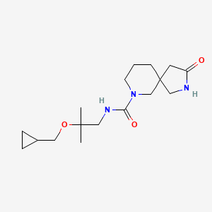 molecular formula C17H29N3O3 B7379607 N-[2-(cyclopropylmethoxy)-2-methylpropyl]-3-oxo-2,7-diazaspiro[4.5]decane-7-carboxamide 