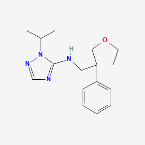molecular formula C16H22N4O B7379687 N-[(3-phenyloxolan-3-yl)methyl]-2-propan-2-yl-1,2,4-triazol-3-amine 