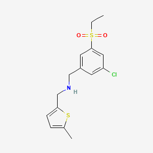 molecular formula C15H18ClNO2S2 B7379701 N-[(3-chloro-5-ethylsulfonylphenyl)methyl]-1-(5-methylthiophen-2-yl)methanamine 