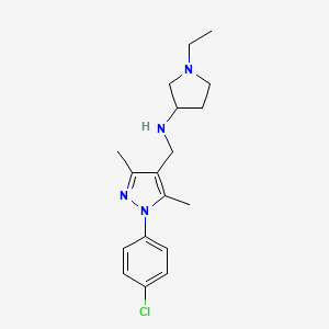 molecular formula C18H25ClN4 B7379712 N-[[1-(4-chlorophenyl)-3,5-dimethylpyrazol-4-yl]methyl]-1-ethylpyrrolidin-3-amine 