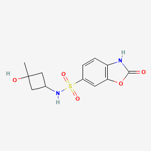 molecular formula C12H14N2O5S B7379790 N-(3-hydroxy-3-methylcyclobutyl)-2-oxo-3H-1,3-benzoxazole-6-sulfonamide 