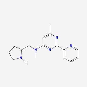 molecular formula C17H23N5 B7380022 N,6-dimethyl-N-[(1-methylpyrrolidin-2-yl)methyl]-2-pyridin-2-ylpyrimidin-4-amine 