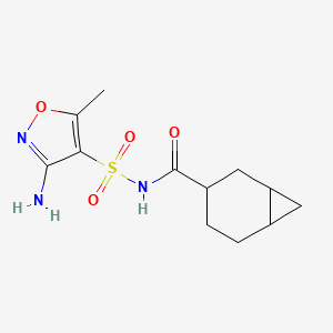 molecular formula C12H17N3O4S B7380207 N-[(3-amino-5-methyl-1,2-oxazol-4-yl)sulfonyl]bicyclo[4.1.0]heptane-3-carboxamide 