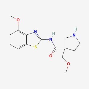 molecular formula C15H19N3O3S B7380215 N-(4-methoxy-1,3-benzothiazol-2-yl)-3-(methoxymethyl)pyrrolidine-3-carboxamide 