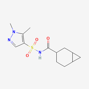 molecular formula C13H19N3O3S B7380221 N-(1,5-dimethylpyrazol-4-yl)sulfonylbicyclo[4.1.0]heptane-3-carboxamide 