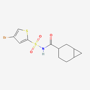 molecular formula C12H14BrNO3S2 B7380229 N-(4-bromothiophen-2-yl)sulfonylbicyclo[4.1.0]heptane-3-carboxamide 