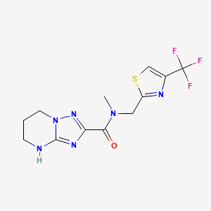 molecular formula C12H13F3N6OS B7380327 N-methyl-N-[[4-(trifluoromethyl)-1,3-thiazol-2-yl]methyl]-4,5,6,7-tetrahydro-[1,2,4]triazolo[1,5-a]pyrimidine-2-carboxamide 
