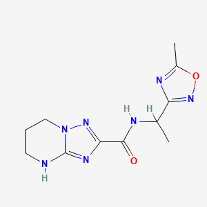 molecular formula C11H15N7O2 B7380337 N-[1-(5-methyl-1,2,4-oxadiazol-3-yl)ethyl]-4,5,6,7-tetrahydro-[1,2,4]triazolo[1,5-a]pyrimidine-2-carboxamide 