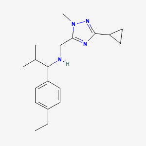molecular formula C19H28N4 B7380702 N-[(5-cyclopropyl-2-methyl-1,2,4-triazol-3-yl)methyl]-1-(4-ethylphenyl)-2-methylpropan-1-amine 