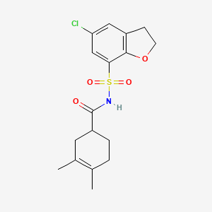 molecular formula C17H20ClNO4S B7381037 N-[(5-chloro-2,3-dihydro-1-benzofuran-7-yl)sulfonyl]-3,4-dimethylcyclohex-3-ene-1-carboxamide 