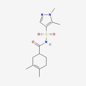 molecular formula C14H21N3O3S B7381050 N-(1,5-dimethylpyrazol-4-yl)sulfonyl-3,4-dimethylcyclohex-3-ene-1-carboxamide 