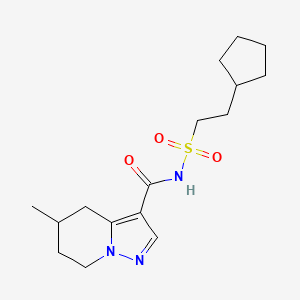 molecular formula C16H25N3O3S B7381081 N-(2-cyclopentylethylsulfonyl)-5-methyl-4,5,6,7-tetrahydropyrazolo[1,5-a]pyridine-3-carboxamide 