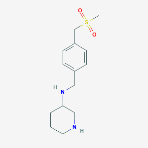 molecular formula C14H22N2O2S B7381115 N-[[4-(methylsulfonylmethyl)phenyl]methyl]piperidin-3-amine 
