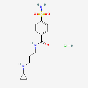 molecular formula C13H20ClN3O3S B7381286 N-[3-(cyclopropylamino)propyl]-4-sulfamoylbenzamide;hydrochloride 