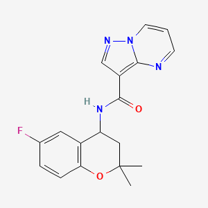 molecular formula C18H17FN4O2 B7381807 N-(6-fluoro-2,2-dimethyl-3,4-dihydrochromen-4-yl)pyrazolo[1,5-a]pyrimidine-3-carboxamide 