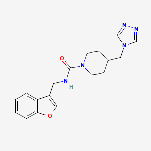 molecular formula C18H21N5O2 B7381839 N-(1-benzofuran-3-ylmethyl)-4-(1,2,4-triazol-4-ylmethyl)piperidine-1-carboxamide 