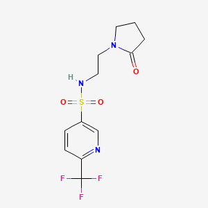 molecular formula C12H14F3N3O3S B7381874 N-[2-(2-oxopyrrolidin-1-yl)ethyl]-6-(trifluoromethyl)pyridine-3-sulfonamide 