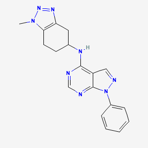 molecular formula C18H18N8 B7382542 N-(1-methyl-4,5,6,7-tetrahydrobenzotriazol-5-yl)-1-phenylpyrazolo[3,4-d]pyrimidin-4-amine 