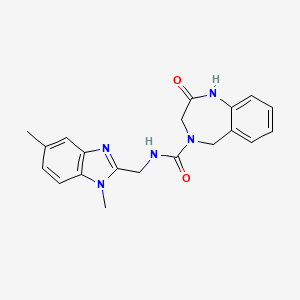 molecular formula C20H21N5O2 B7382637 N-[(1,5-dimethylbenzimidazol-2-yl)methyl]-2-oxo-3,5-dihydro-1H-1,4-benzodiazepine-4-carboxamide 