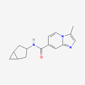 molecular formula C15H17N3O B7382709 N-(3-bicyclo[3.1.0]hexanyl)-3-methylimidazo[1,2-a]pyridine-7-carboxamide 