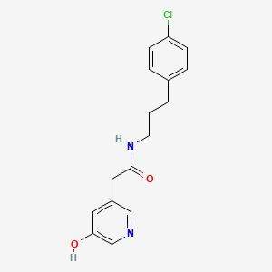 molecular formula C16H17ClN2O2 B7382735 N-[3-(4-chlorophenyl)propyl]-2-(5-hydroxypyridin-3-yl)acetamide 