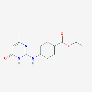 molecular formula C14H21N3O3 B7383259 ethyl 4-[(4-methyl-6-oxo-1H-pyrimidin-2-yl)amino]cyclohexane-1-carboxylate 