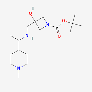 molecular formula C17H33N3O3 B7383283 Tert-butyl 3-hydroxy-3-[[1-(1-methylpiperidin-4-yl)ethylamino]methyl]azetidine-1-carboxylate 