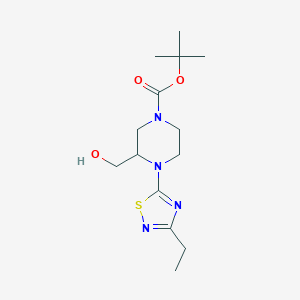 molecular formula C14H24N4O3S B7383392 Tert-butyl 4-(3-ethyl-1,2,4-thiadiazol-5-yl)-3-(hydroxymethyl)piperazine-1-carboxylate 