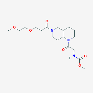 molecular formula C18H31N3O6 B7383406 methyl N-[2-[6-[3-(2-methoxyethoxy)propanoyl]-2,3,4,4a,5,7,8,8a-octahydro-1,6-naphthyridin-1-yl]-2-oxoethyl]carbamate 