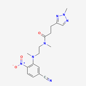 molecular formula C17H21N7O3 B7383522 N-[2-(5-cyano-N-methyl-2-nitroanilino)ethyl]-N-methyl-3-(2-methyltriazol-4-yl)propanamide 