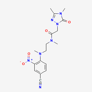 molecular formula C17H21N7O4 B7383548 N-[2-(4-cyano-N-methyl-2-nitroanilino)ethyl]-2-(3,4-dimethyl-5-oxo-1,2,4-triazol-1-yl)-N-methylacetamide 