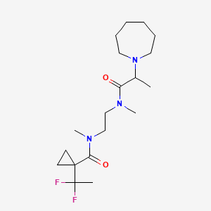 molecular formula C19H33F2N3O2 B7383573 N-[2-[2-(azepan-1-yl)propanoyl-methylamino]ethyl]-1-(1,1-difluoroethyl)-N-methylcyclopropane-1-carboxamide 