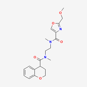 molecular formula C20H25N3O5 B7383580 N-[2-[3,4-dihydro-2H-chromene-4-carbonyl(methyl)amino]ethyl]-2-(methoxymethyl)-N-methyl-1,3-oxazole-4-carboxamide 