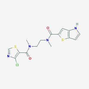 molecular formula C15H15ClN4O2S2 B7383584 N-[2-[(4-chloro-1,3-thiazole-5-carbonyl)-methylamino]ethyl]-N-methyl-4H-thieno[3,2-b]pyrrole-2-carboxamide 