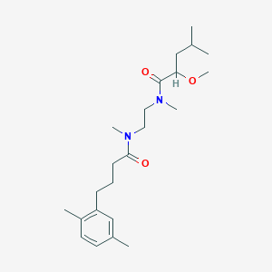 molecular formula C23H38N2O3 B7383591 N-[2-[4-(2,5-dimethylphenyl)butanoyl-methylamino]ethyl]-2-methoxy-N,4-dimethylpentanamide 
