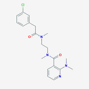 molecular formula C20H25ClN4O2 B7383631 N-[2-[[2-(3-chlorophenyl)acetyl]-methylamino]ethyl]-2-(dimethylamino)-N-methylpyridine-3-carboxamide 