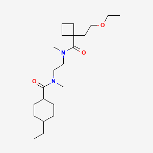 molecular formula C22H40N2O3 B7383650 N-[2-[[1-(2-ethoxyethyl)cyclobutanecarbonyl]-methylamino]ethyl]-4-ethyl-N-methylcyclohexane-1-carboxamide 