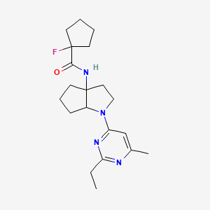 molecular formula C20H29FN4O B7383748 N-[1-(2-ethyl-6-methylpyrimidin-4-yl)-2,3,4,5,6,6a-hexahydrocyclopenta[b]pyrrol-3a-yl]-1-fluorocyclopentane-1-carboxamide 