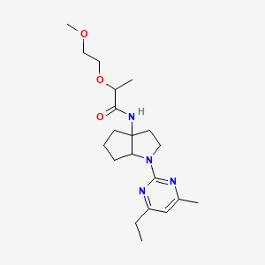 molecular formula C20H32N4O3 B7383763 N-[1-(4-ethyl-6-methylpyrimidin-2-yl)-2,3,4,5,6,6a-hexahydrocyclopenta[b]pyrrol-3a-yl]-2-(2-methoxyethoxy)propanamide 