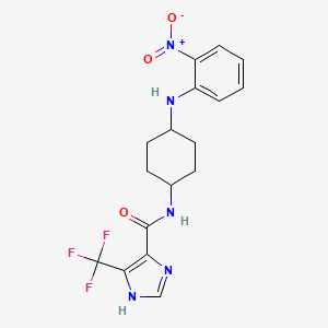 molecular formula C17H18F3N5O3 B7383765 N-[4-(2-nitroanilino)cyclohexyl]-5-(trifluoromethyl)-1H-imidazole-4-carboxamide 