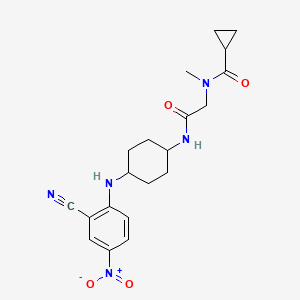 molecular formula C20H25N5O4 B7383783 N-[2-[[4-(2-cyano-4-nitroanilino)cyclohexyl]amino]-2-oxoethyl]-N-methylcyclopropanecarboxamide 
