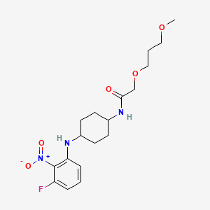 molecular formula C18H26FN3O5 B7383795 N-[4-(3-fluoro-2-nitroanilino)cyclohexyl]-2-(3-methoxypropoxy)acetamide 