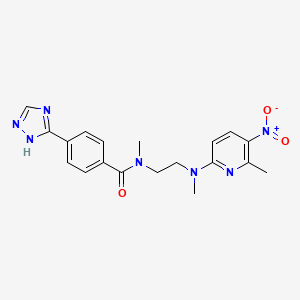 molecular formula C19H21N7O3 B7383849 N-methyl-N-[2-[methyl-(6-methyl-5-nitropyridin-2-yl)amino]ethyl]-4-(1H-1,2,4-triazol-5-yl)benzamide 