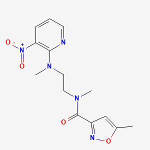 molecular formula C14H17N5O4 B7383853 N,5-dimethyl-N-[2-[methyl-(3-nitropyridin-2-yl)amino]ethyl]-1,2-oxazole-3-carboxamide 