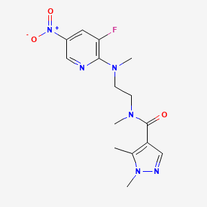 molecular formula C15H19FN6O3 B7383866 N-[2-[(3-fluoro-5-nitropyridin-2-yl)-methylamino]ethyl]-N,1,5-trimethylpyrazole-4-carboxamide 