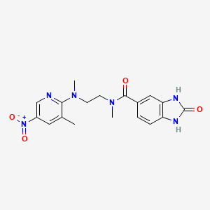molecular formula C18H20N6O4 B7383875 N-methyl-N-[2-[methyl-(3-methyl-5-nitropyridin-2-yl)amino]ethyl]-2-oxo-1,3-dihydrobenzimidazole-5-carboxamide 